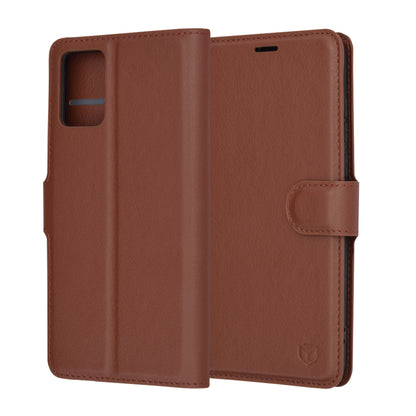 Hülle für Motorola Edge 30 Neo, Techsuit, Leder-Folio, Braun