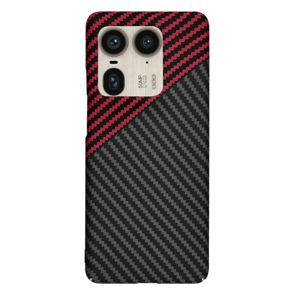 Case for Motorola Edge 50 Ultra, Techsuit, Carbonite FiberShell, Black Red