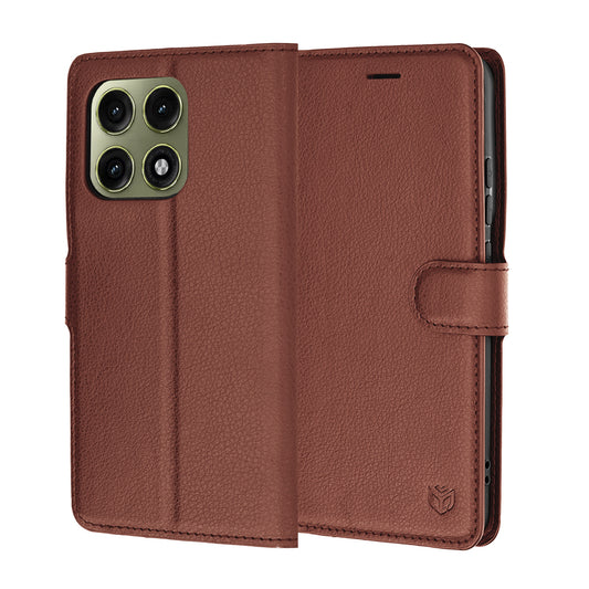 Hülle für Motorola Edge 70 Pro, Techsuit, Leder-Folio, Braun