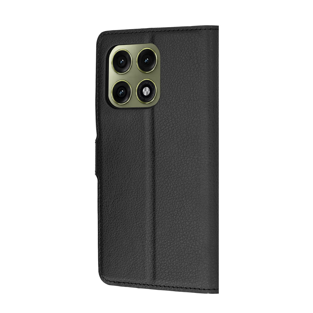 Hülle für Motorola Edge 70 Pro, Techsuit, Leder-Folio, Schwarz