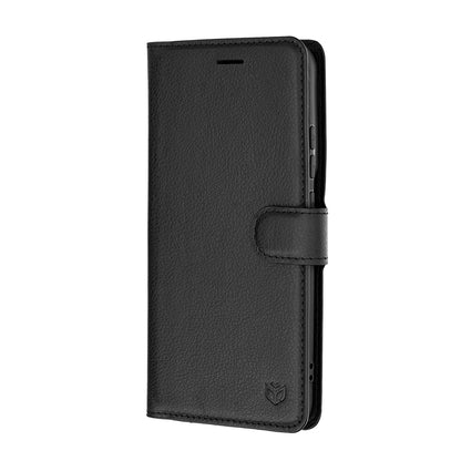 Hülle für Motorola Edge 70 Pro, Techsuit, Leder-Folio, Schwarz
