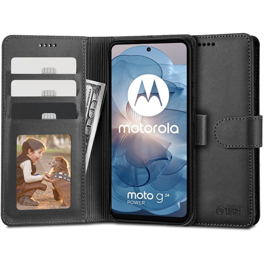 Hülle für Motorola Moto G24 Power / G04 / G24 / E14, Tech-Protect, Wallet, Schwarz