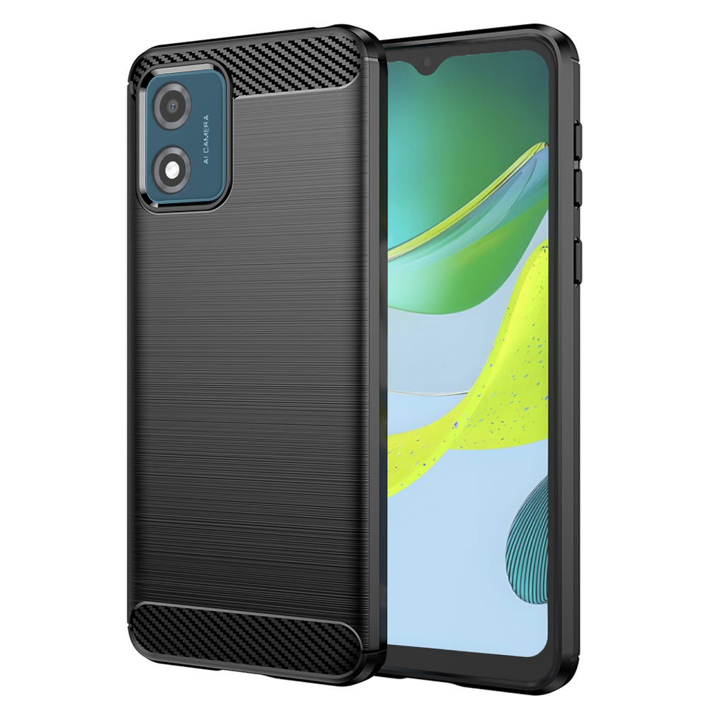 Hülle für Motorola Moto E13, Techsuit, Carbon, Schwarz