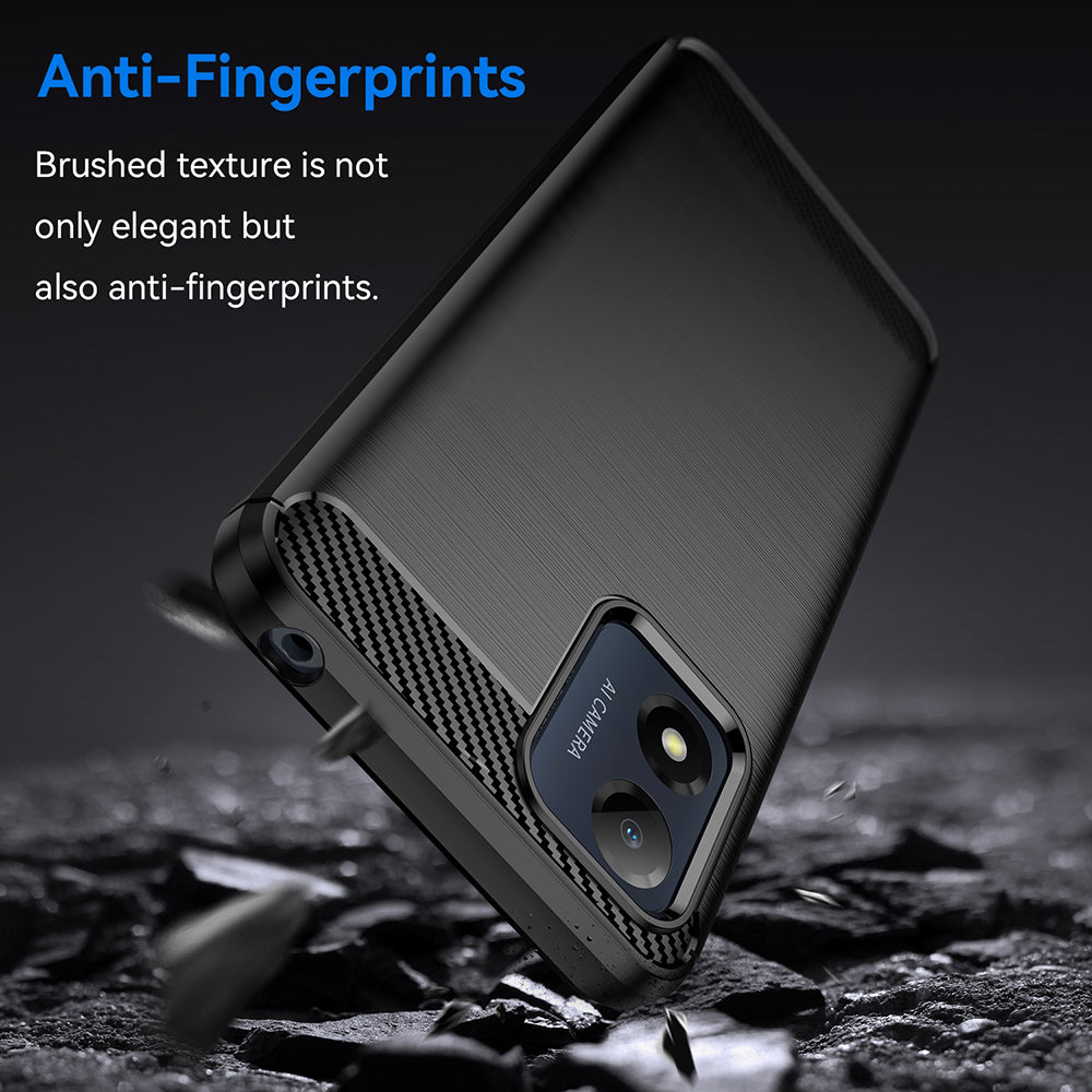Hülle für Motorola Moto E13, Techsuit, Carbon, Schwarz