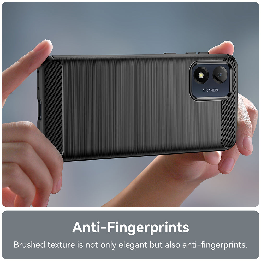 Hülle für Motorola Moto E13, Techsuit, Carbon, Schwarz