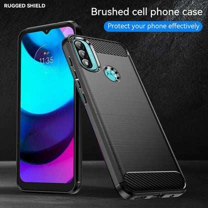 Hülle für Motorola Moto E40 / E30 / E20, Techsuit, Carbon, Schwarz