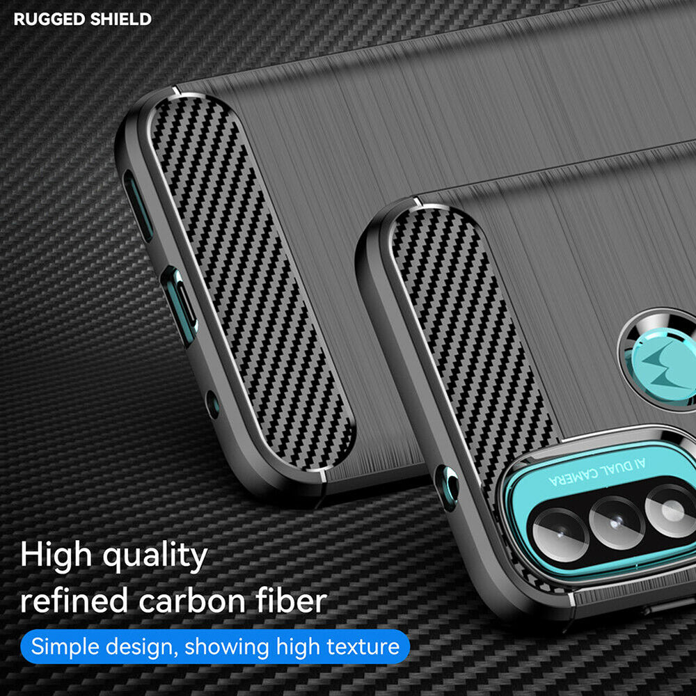 Hülle für Motorola Moto E40 / E30 / E20, Techsuit, Carbon, Schwarz