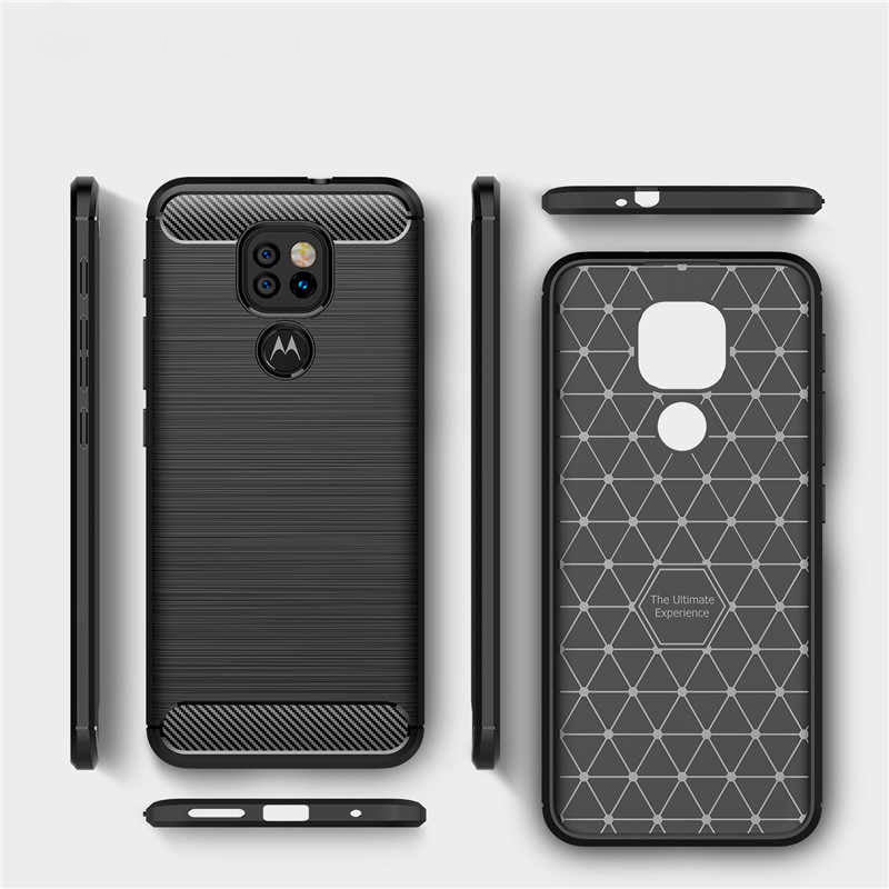 Hülle für Motorola Moto E7 Plus / G9 Play, Techsuit, Carbon, Schwarz