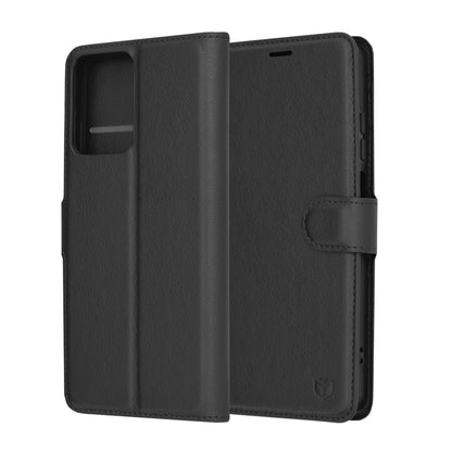 Hülle für Motorola Moto G04s / E14 / G04 / G24, Techsuit, Leder-Folio, Schwarz
