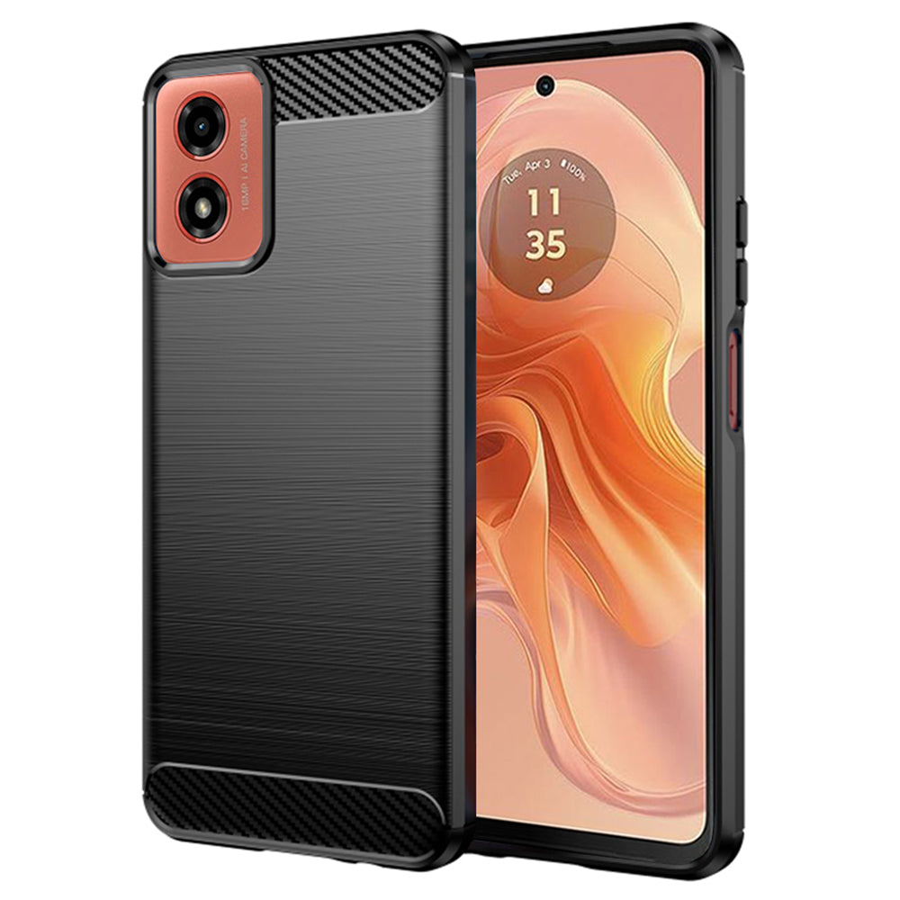 Hülle für Motorola Moto G04s / E14 / G24 Power / G04 / G24, Techsuit, Carbon, Schwarz