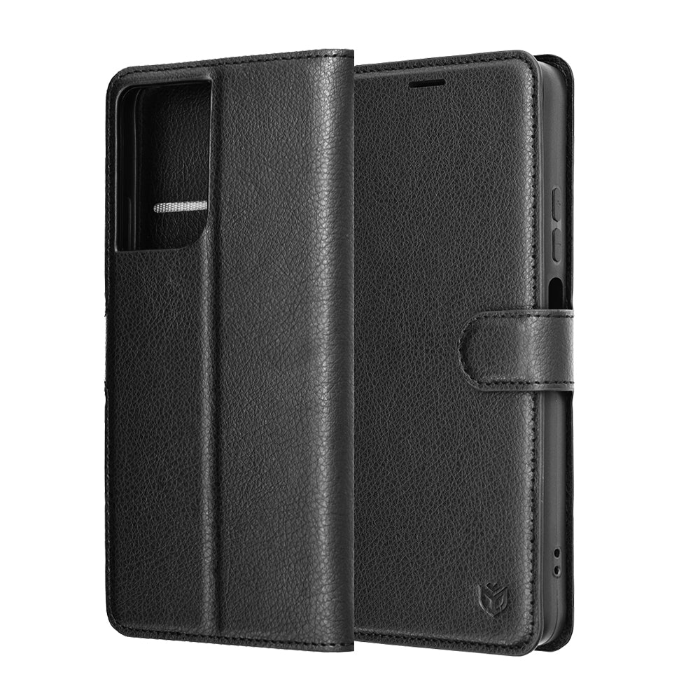 Hülle für Motorola Moto G06, Techsuit, Leather Folio, Schwarz