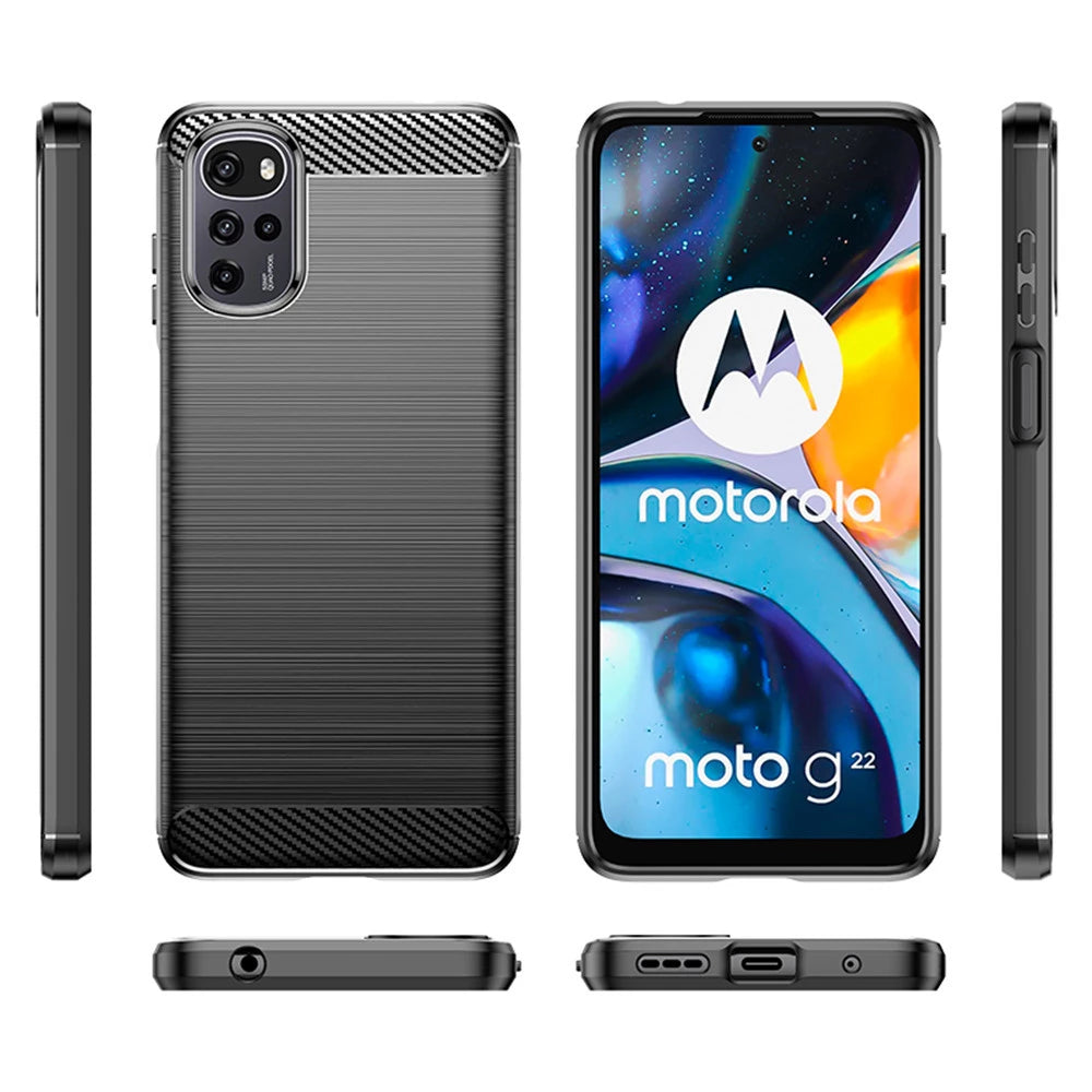 Hülle für Motorola Moto G22, Techsuit, Carbon, Schwarz