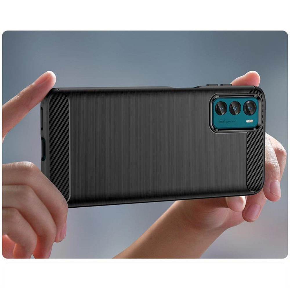 Hülle für Motorola Moto G42, Techsuit, Carbon, Schwarz
