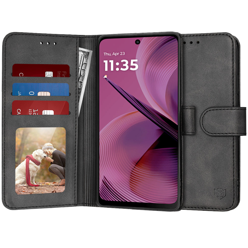 Hülle für Motorola Moto G55, Techsuit, Diary Book, Schwarz