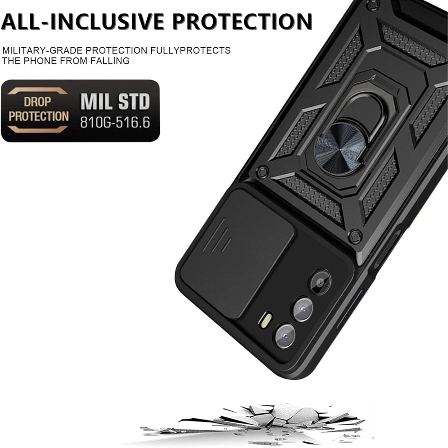 Case for Motorola Moto G62 5G, Techsuit, CamShield, Black