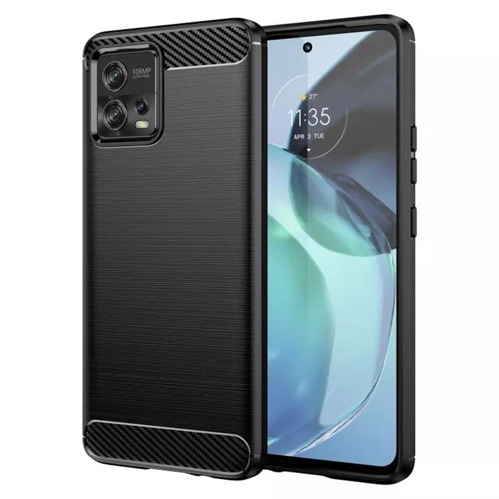 Hülle für Motorola Moto G72, Techsuit, Carbon, Schwarz