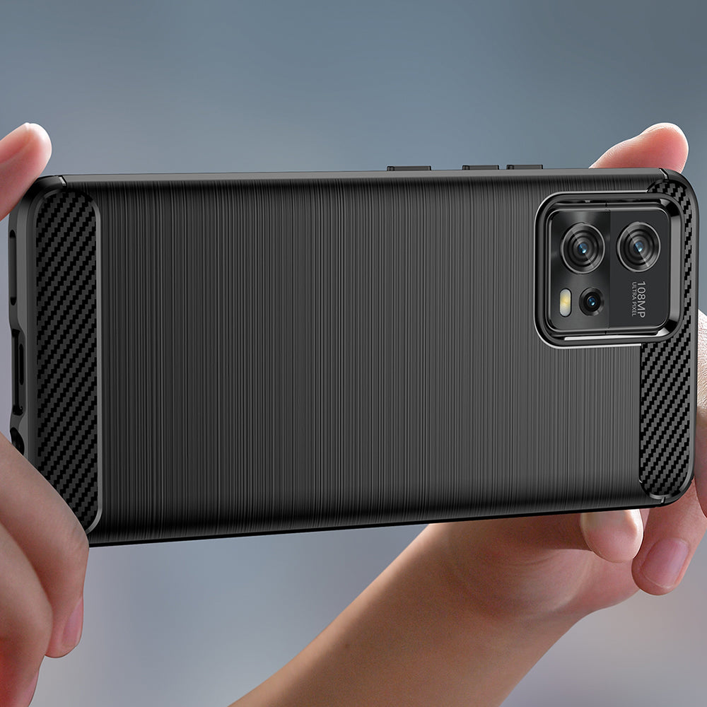 Hülle für Motorola Moto G72, Techsuit, Carbon, Schwarz