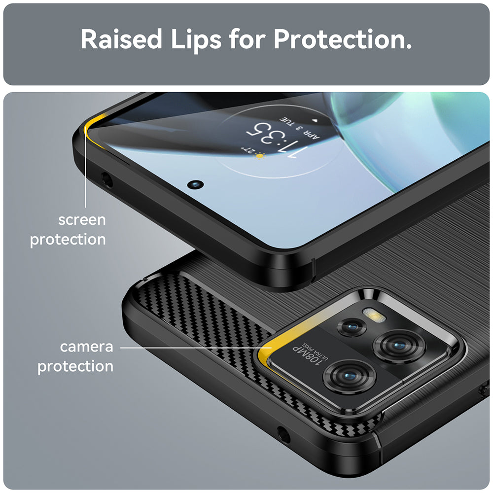 Hülle für Motorola Moto G72, Techsuit, Carbon, Schwarz