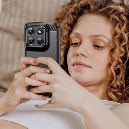 Hülle für Motorola Moto G77 / G67, Techsuit, Carbon, Schwarz