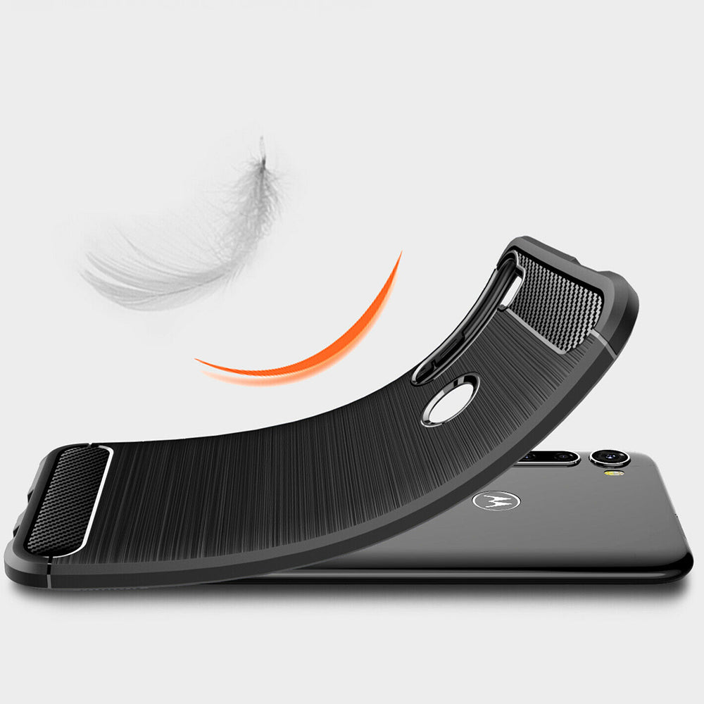 Hülle für Motorola One Fusion+, Techsuit, Carbon, Schwarz