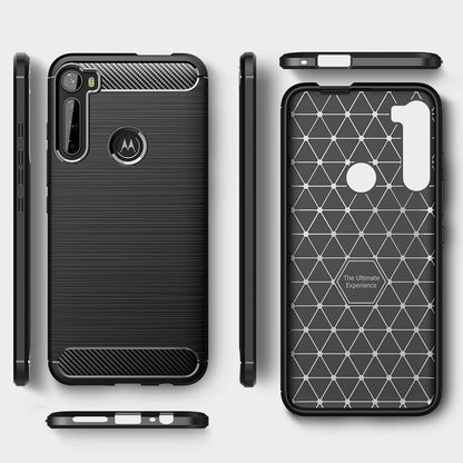 Hülle für Motorola One Fusion+, Techsuit, Carbon, Schwarz