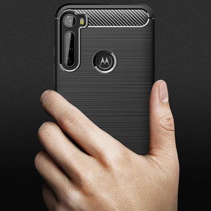 Hülle für Motorola One Fusion+, Techsuit, Carbon, Schwarz