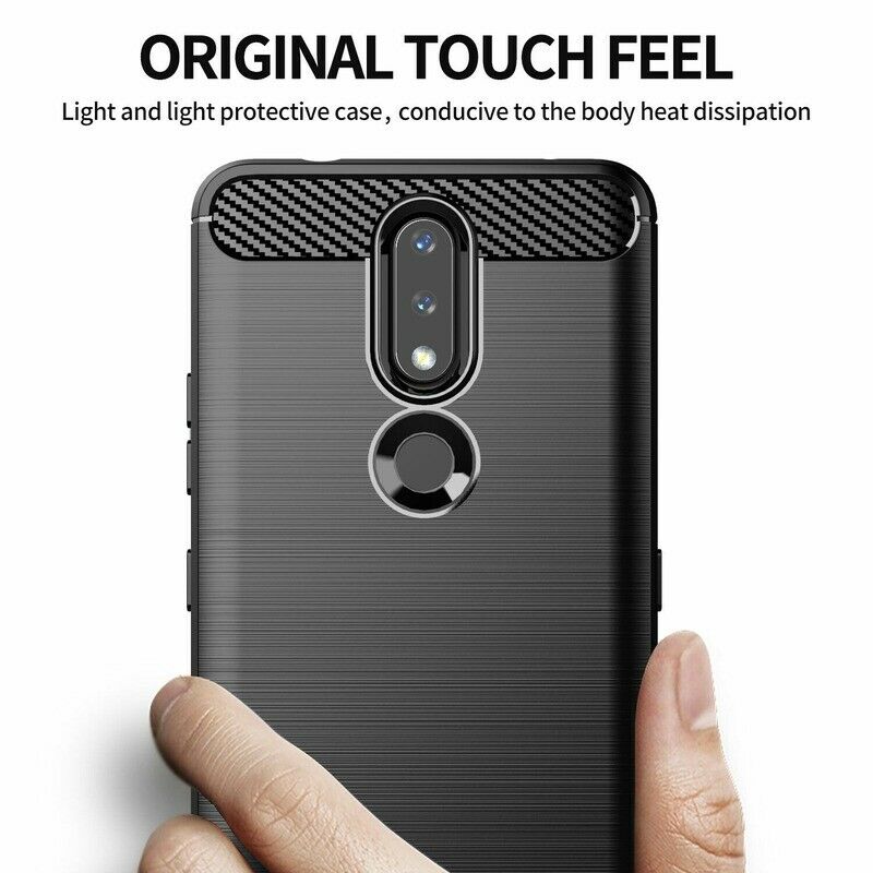 Hülle für Nokia 2.4, Techsuit, Carbon, Schwarz