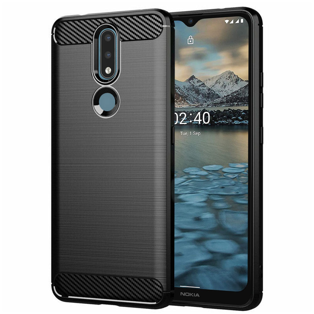 Hülle für Nokia 2.4, Techsuit, Carbon, Schwarz