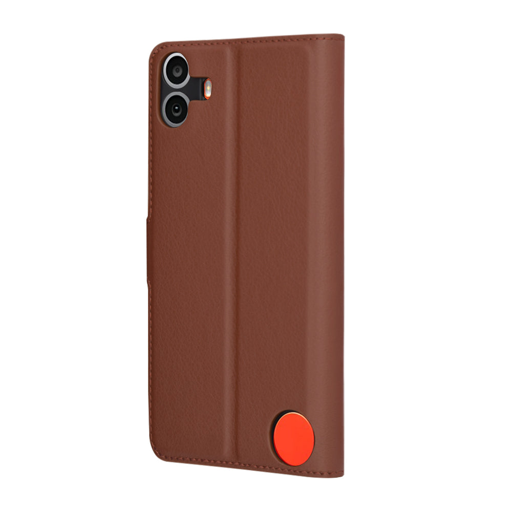 Hülle für Nothing CMF Phone 1, Techsuit, Leder-Folio, Braun