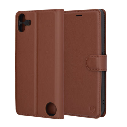 Hülle für Nothing CMF Phone 1, Techsuit, Leder-Folio, Braun