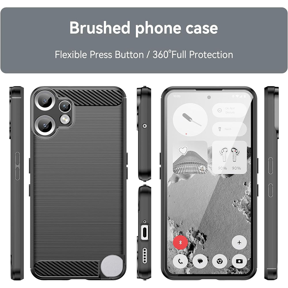 Hülle für Nothing CMF Phone 2 Pro, Techsuit, Carbon, Schwarz
