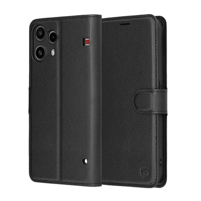 Hülle für Nothing Phone (3a) Lite, Techsuit, Leather Folio, Schwarz