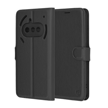 Hülle für Nothing Phone (3a), Techsuit, Leder-Folio, Schwarz