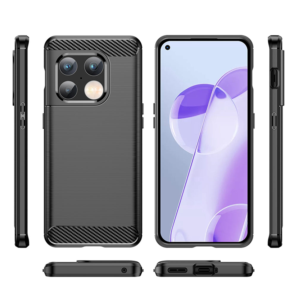 Hülle für OnePlus 10 Pro, Techsuit, Carbon, Schwarz