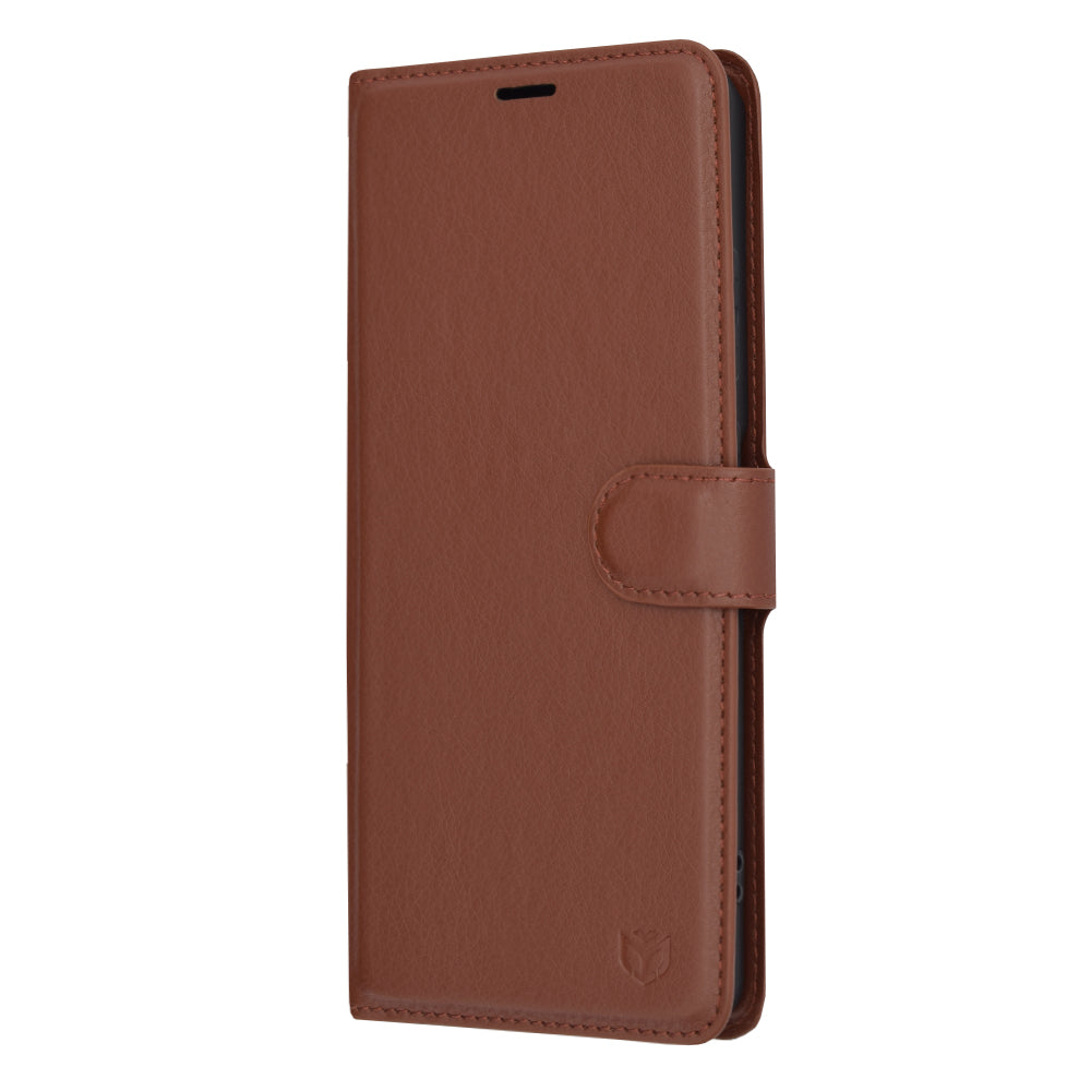 Hülle für OnePlus 12R, Techsuit, Leder-Folio, Braun