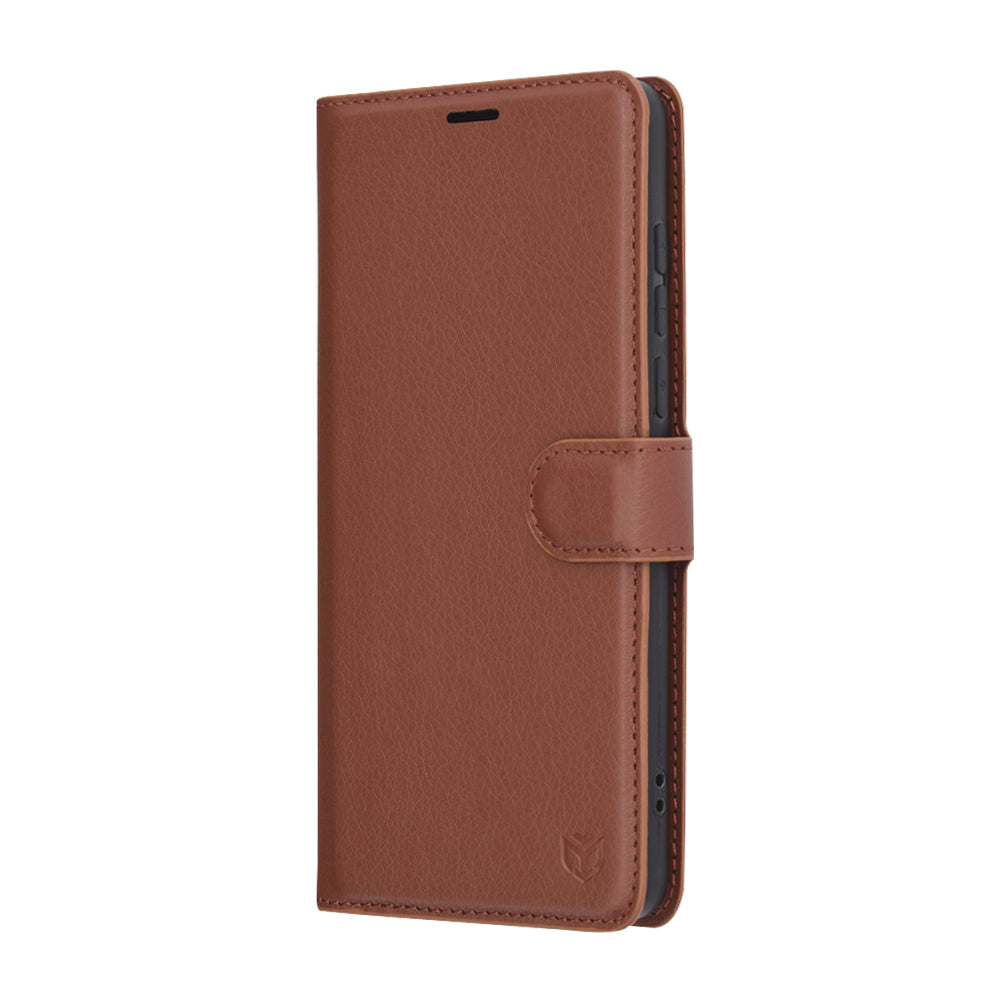 Hülle für OnePlus 13, Techsuit, Leder-Folio, Braun