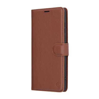 Hülle für OnePlus 13, Techsuit, Leder-Folio, Braun