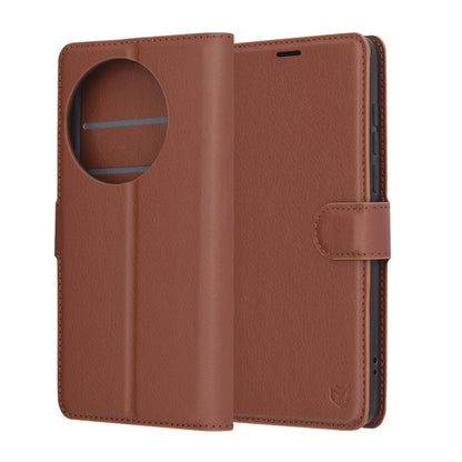 Hülle für OnePlus 13, Techsuit, Leder-Folio, Braun