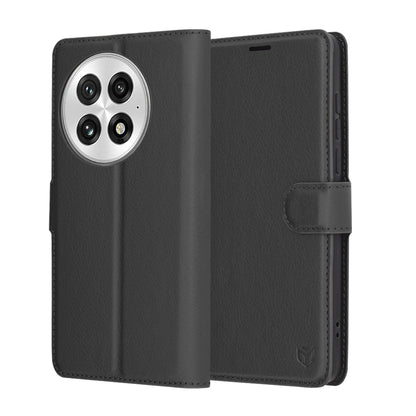 Hülle für OnePlus 13, Techsuit, Leder-Folio, Schwarz