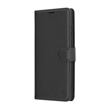 Hülle für OnePlus 13, Techsuit, Leder-Folio, Schwarz