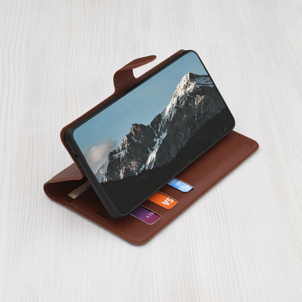 Hülle für OnePlus 13R, Techsuit, Leder-Folio, Braun