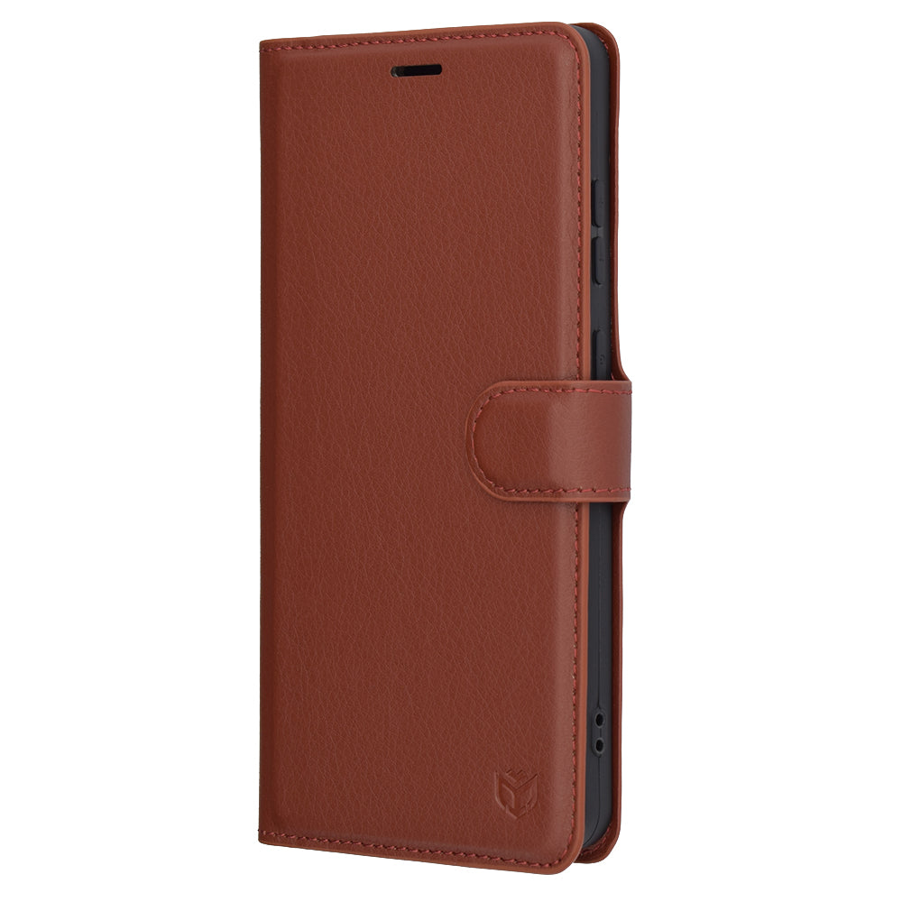 Hülle für OnePlus 13R, Techsuit, Leder-Folio, Braun
