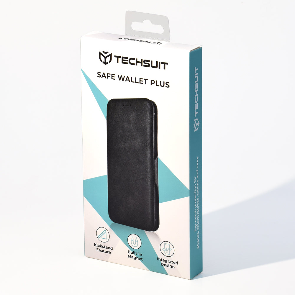 Hülle für OnePlus 13R, Techsuit, Safe Wallet Plus, Schwarz