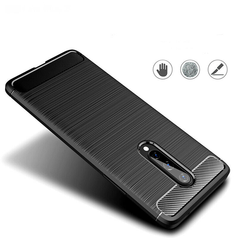 Hülle für OnePlus 8, Techsuit, Carbon, Schwarz