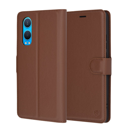 Hülle für OnePlus Nord CE4 Lite, Techsuit, Leder-Folio, Braun