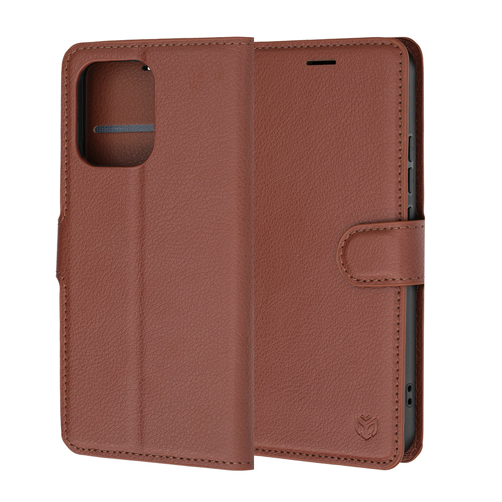 Hülle für Oppo A6 Pro 5G / A6 Pro 4G, Techsuit, Leder-Folio, Braun