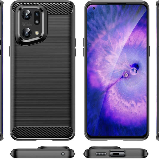 Hülle für Oppo Find X5 Pro, Techsuit, Carbon, Schwarz