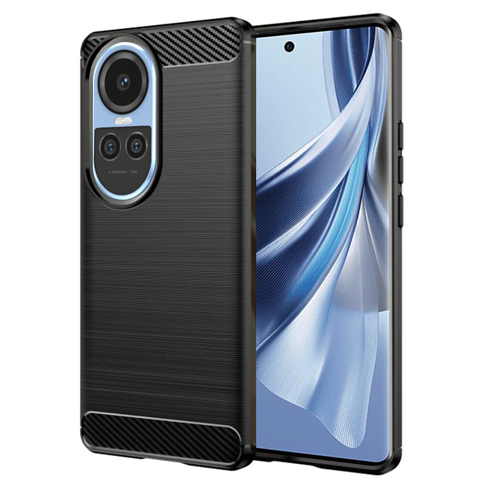 Hülle für Oppo Reno10 / Reno10 Pro, Techsuit, Carbon, Schwarz