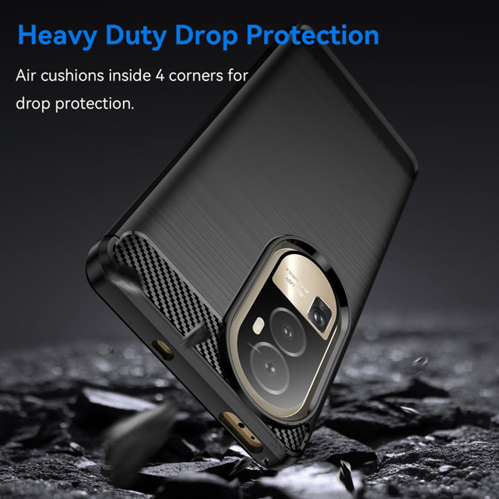 Hülle für Oppo Reno10 / Reno10 Pro, Techsuit, Carbon, Schwarz