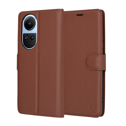 Hülle für Oppo Reno10 / Reno10 Pro, Techsuit, Leder-Folio, Braun